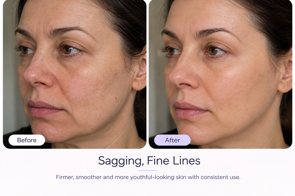 Before and after skincare result