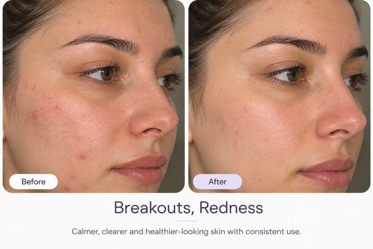 Before and after skincare result