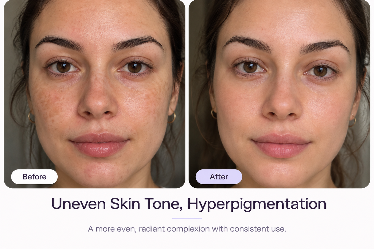 Before and after skincare result