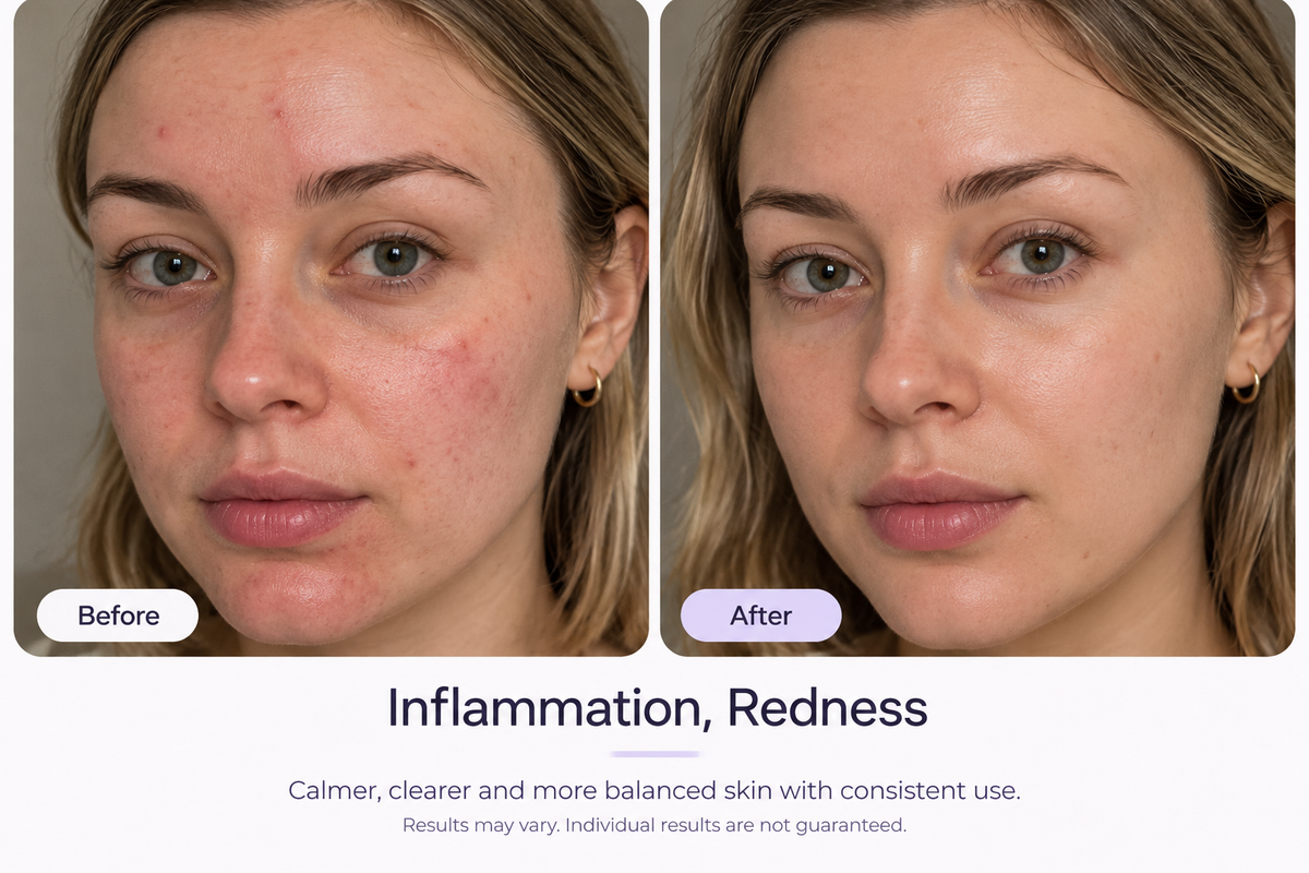 Before and after skincare result