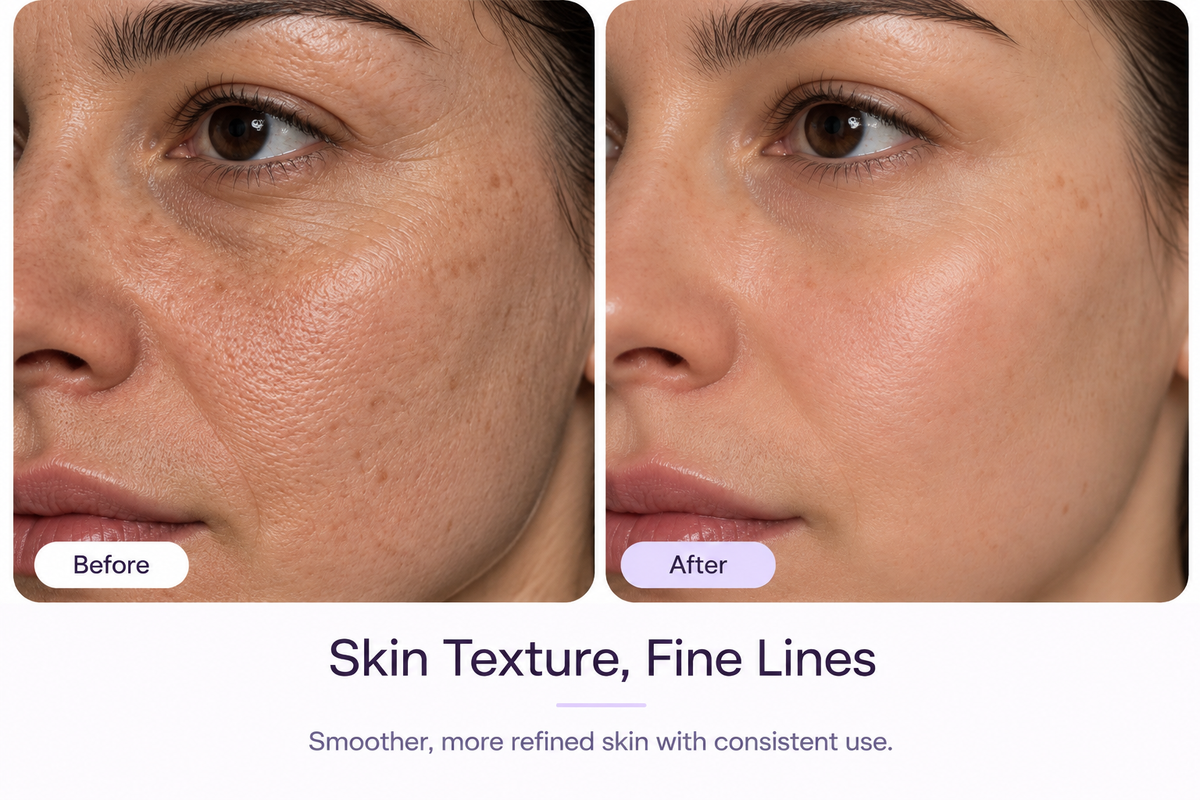 Before and after skincare result
