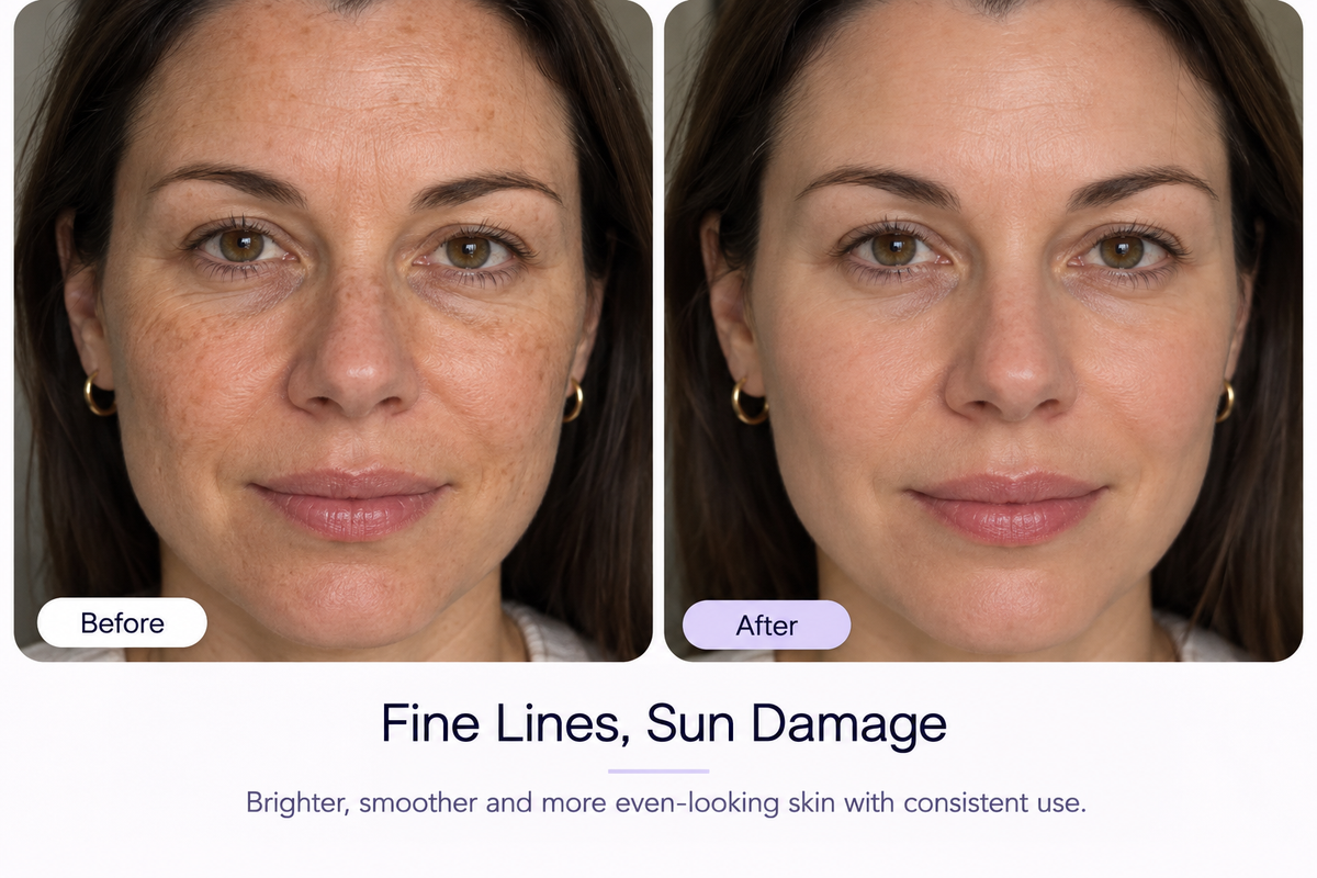 Before and after skincare result